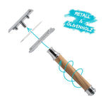 Rasierhobel aus 100% Olivenholz und Metall inkl. Jutebeutel zur Aufbewahrung