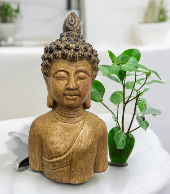 Deko Figur Buddha Büste braun gewischt