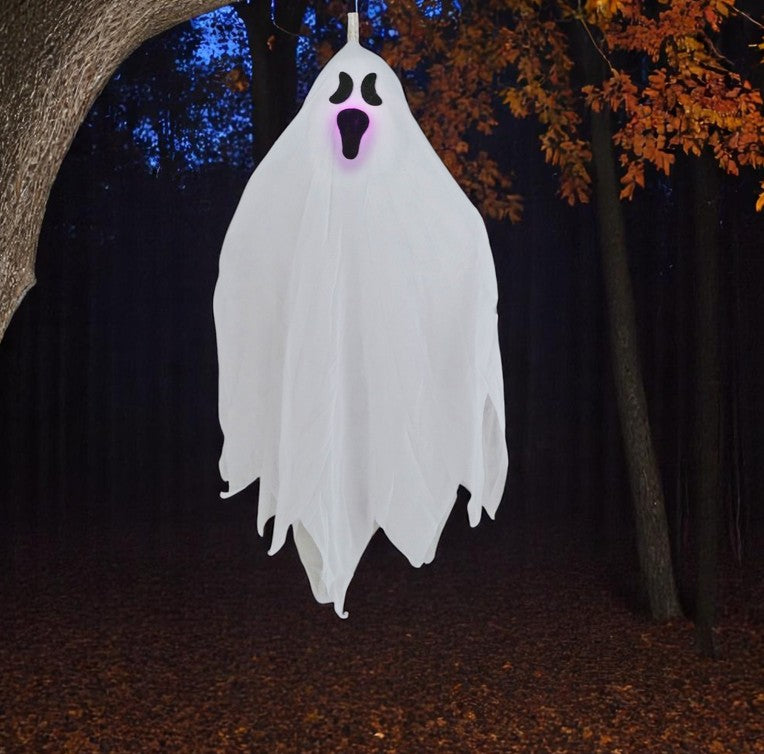 Geist mit LED zum Hängen, 50cm Hoch aus Polyester/PP Gewicht 17g