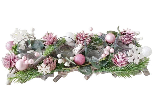 Kerzenhalter Xmas aus Holz 
mit Dekorationselementen
für 4 Kerzen oder Teelichter