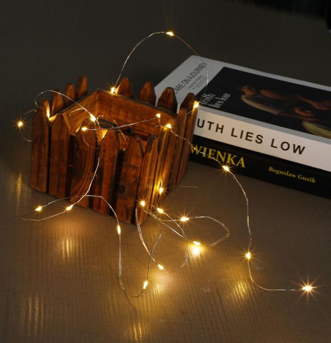 LED Micro Draht Lichterkette 20 LED
L: 190cm
silber Draht