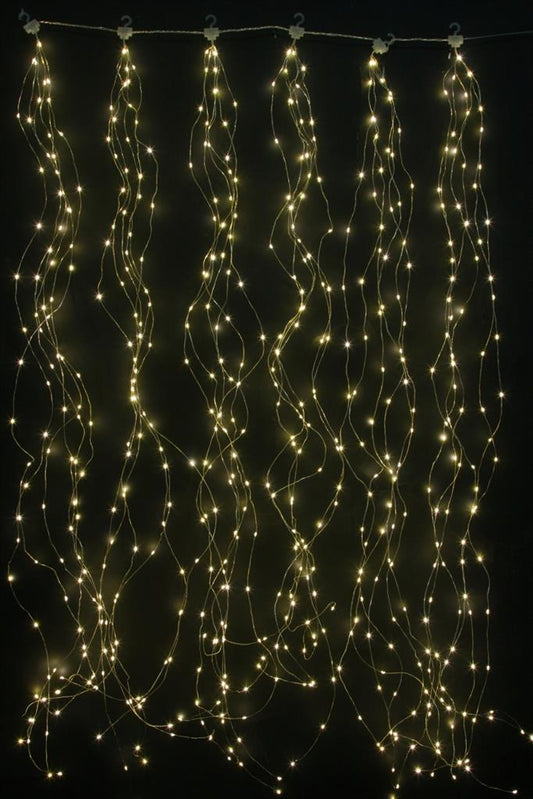LED Lichtervorhang Outdoor 540 LED - Microlight B:75cm H:150cm warm weisses Licht