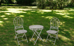 Bistro Set aus Metall Gartentisch und 2 Stühle Farbe: Vintage weiss