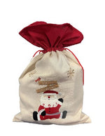 Jutesack mit rotem Zugband Santa Merry Christmas Grösse: B:21cm H:30cm