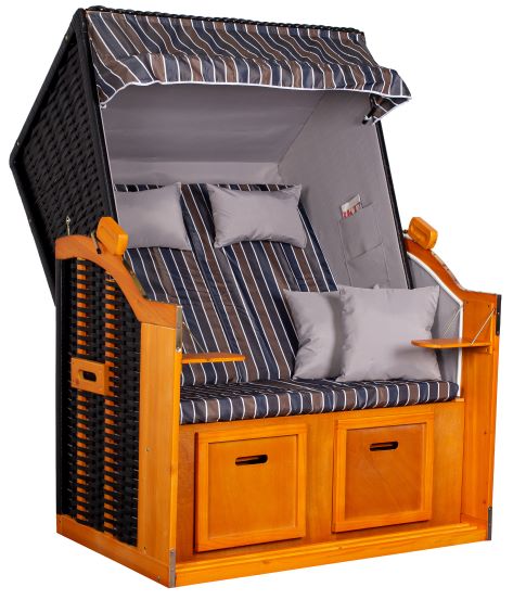 Strandkorb "Ostsee" gestreift anthrazit/braun