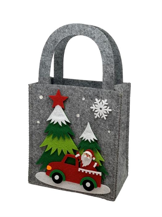 Sac de Noël en feutre
 Couleur gris
 L:15 cm l:9 cm H:26,5 cm