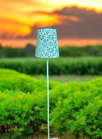 LED Solar Leuchte Gartenstecker aus Metall in Blau
