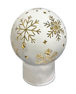 LED Glas Deko Kugel silber mit Rotation mit 15 LED Schneeflocken Motive