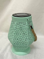 LED Solar Laterne in Grün aus Metall orientalische Form L12cm x B13.5cm x H18cm