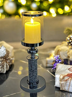 Windlicht Kelch aus Metall gefüllt mit Strasssteinen H41.5cm