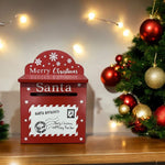 Deko Briefkasten Santa aus Holz bemalt in der Farbe rot H29cm