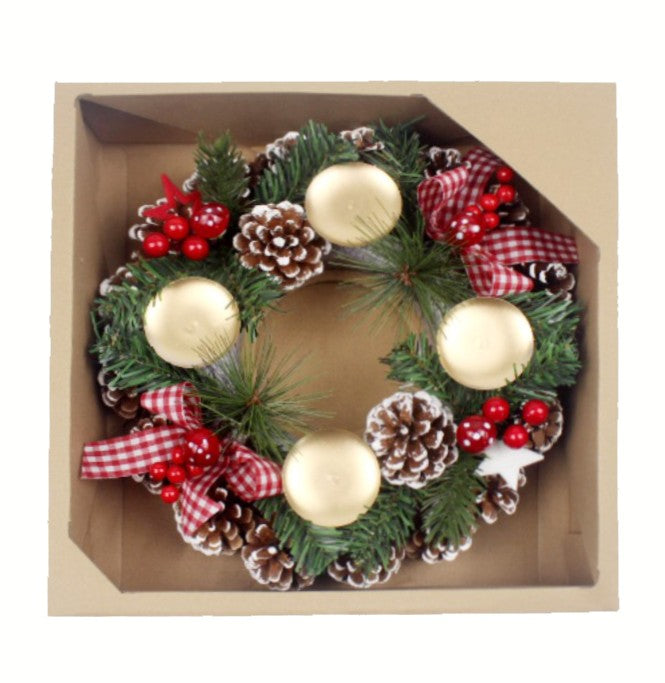 Weihnachtskranz dekoriert, D30cm H:10cm, Farbe: Grün