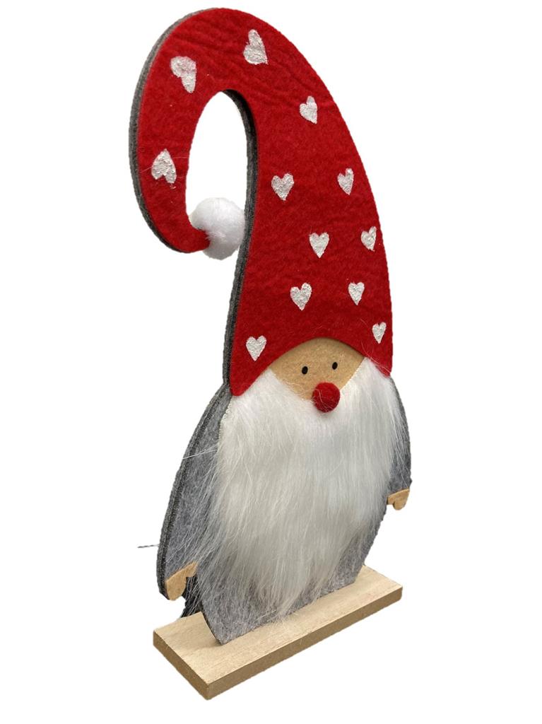 Deko Weihnachtsmann auf Holzsockel zum Stellen, Farbe: Rot / Weiss