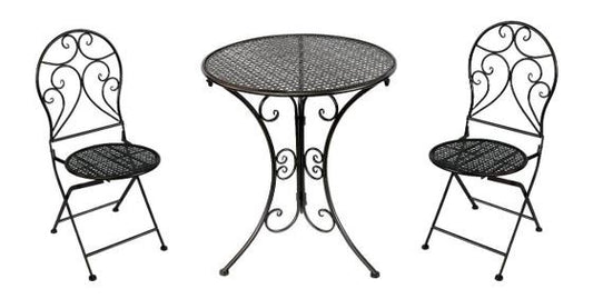 Bistro Set aus Metall Gartentisch und 2 Stühle Farbe: Anthrazit