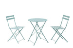 Bistro Set aus Metall Gartentisch und 2 Stühle Farbe: grün matt