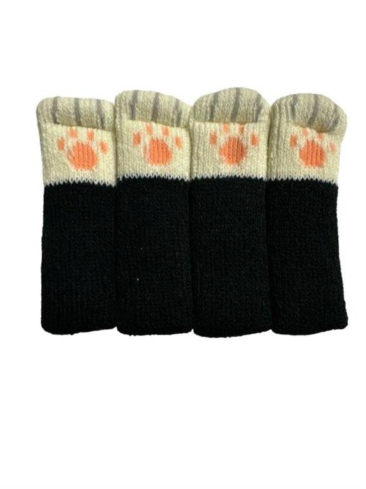 Stuhlsocken schwarz weiss Katzenpfoten für Möbel Tisch / Stuhl / Boden Schoner