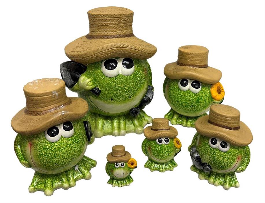 Deko Frosch 
mit Hut und Blume 
9.1 x 8.1 x12cm