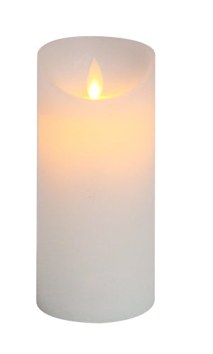 Bougie en cire LED blanche rustique avec flamme mobile
 P:7,5 cm - H:15 cm