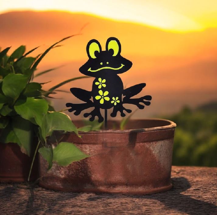 Gartenstecker Frosch Metall selbstleuchtend (kein solar) 22.5cm x 39cm