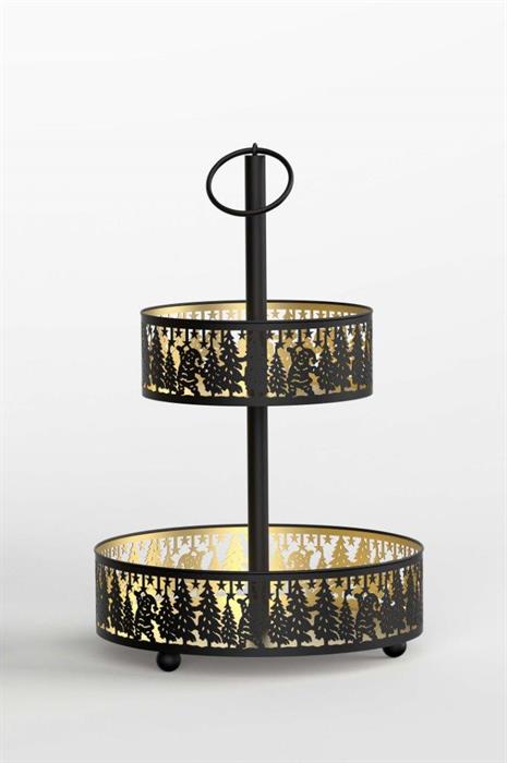 Etagere Forest mit 2 Ablagen 
aus Metall 
Farbe schwarz gold 
D19cm x H37cm