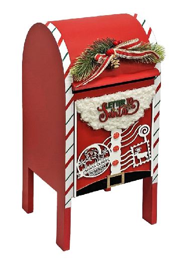 Deko Briefkasten Santa aus Holz bemalt in der Farbe rot H44.5cm