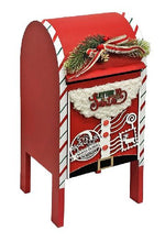 Deko Briefkasten Santa aus Holz bemalt in der Farbe rot H44.5cm