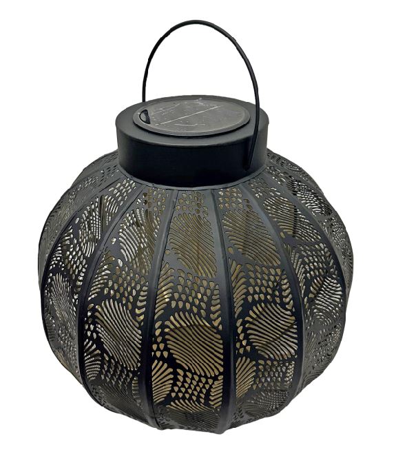 LED Solar Laterne rund D30cm 2 in 1 - Solar oder für Kerzen aus Metall