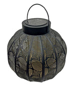 LED Solar Laterne rund D30cm 2 in 1 - Solar oder für Kerzen aus Metall