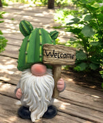 Gartenwichtel Kaktus 
mit Schild Welcome 
20 x25 x39.5cm