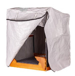 Hundestrandkorb grau/ weiss gestreift lackiertes Nadelholz mit schwarzem PE-Flachband