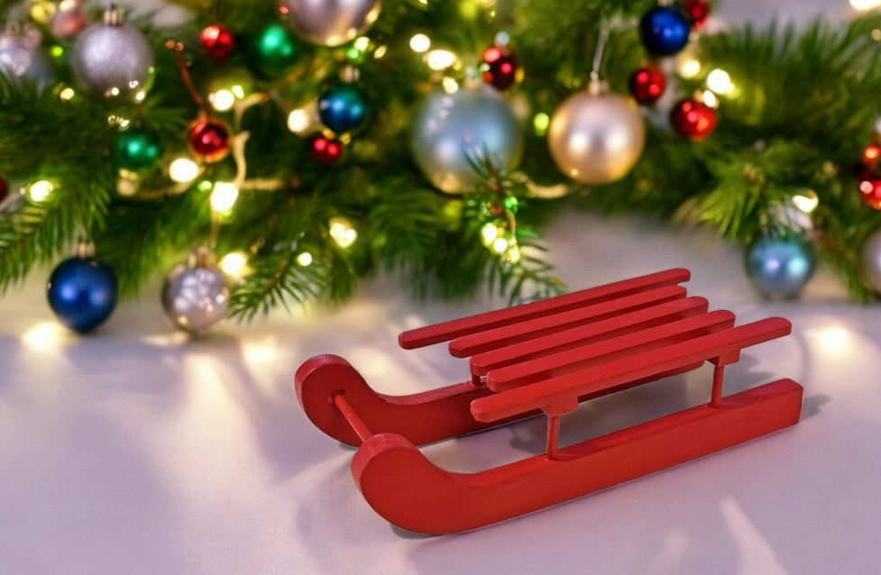 Deko Schlitten rot aus Holz