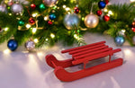 Deko Schlitten rot aus Holz