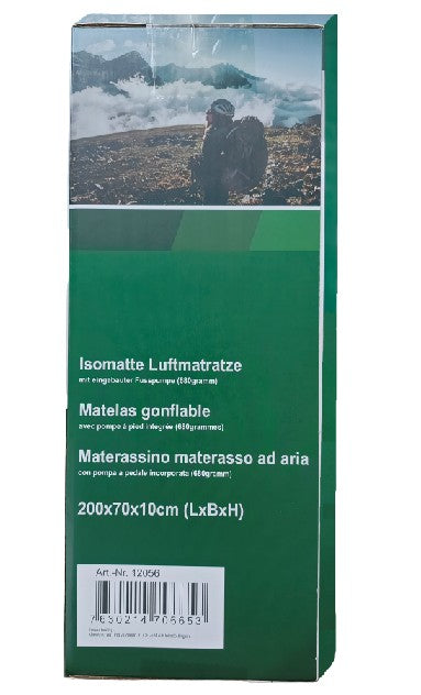 Isomatte Luftmatratze aufblasbar mit eingebauter Fusspumpe Farbe Grün