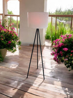 LED Solar Stehleuchte mit 3 Fuss Stativ runder Lampenschirm D38cm x H144cm