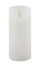 Bougie en cire LED blanche rustique avec flamme mobile
 P:7,5 cm - H:15 cm