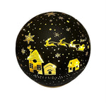 LED Glas Kugel schwarz mit 10 LED D:12cm Motiv: Weihnachtsdorf