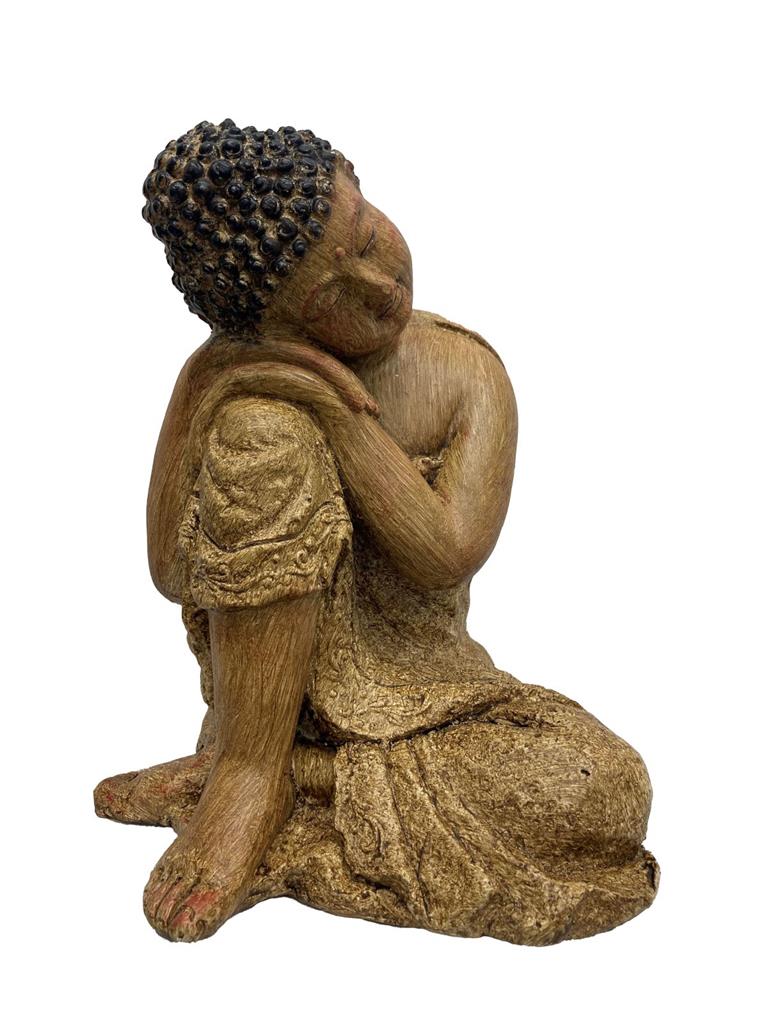 Deko Figur Buddha sitzend braun gewischt