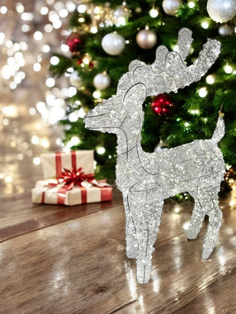 LED Rentier weiss Outdoor aus Metall mit 500 LED Micro Light Grösse 30x15x60cm