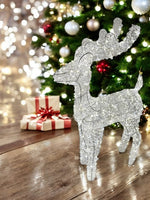 LED Rentier weiss Outdoor aus Metall mit 500 LED Micro Light Grösse 30x15x60cm