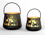 Windlicht Forest 2er Set mit Henkel aus Metall schwarz gold