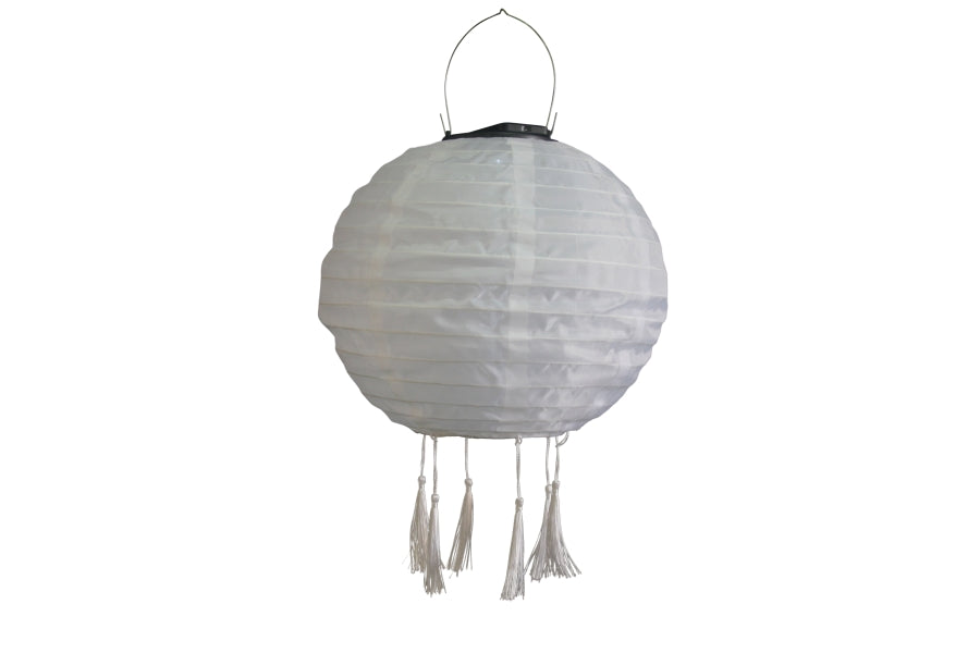 LED Solar Outdoor Lampion 
Weiss Rund D:25cm 
Warm weisses Licht - 1 LED