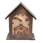 LED XMAS Haus mit Krippenszene
mit Hologrammfolie und 10 LED
Farbe: Braun