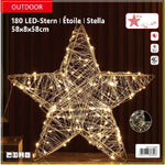 LED Stern Outdoor Metall
mit 180 LED
Farbe: Silber
D: 58cm - T:8cm