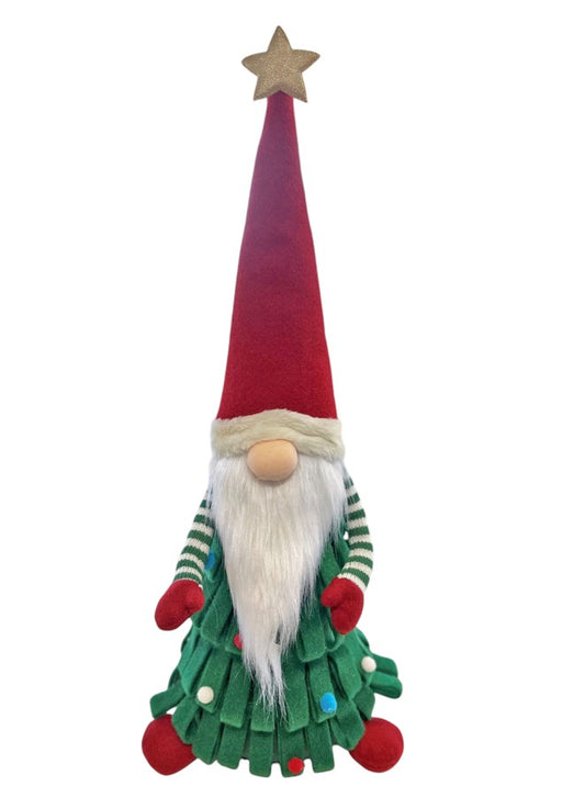 Deko Wichtel Santa sitzend grün rot 60cm