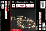 LED Micro Draht Lichterkette mit Sternen 80 LED
L: 130cm
silber Draht