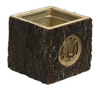 Windlicht aus Holz mit Glaseinsatz L9cm x B9cm xH9cm Motiv: Waldszene