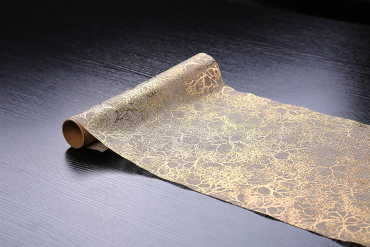 Dekostoff "imitiertes" Leinengewebe, 
Farbe: gold,
Masse: 36cm x 300cm