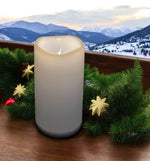 LED Solar Kerze Kunststoff 
Outdoor wasserdicht IP44 
D:10cm - H:19.5cm 
Farbe weiss