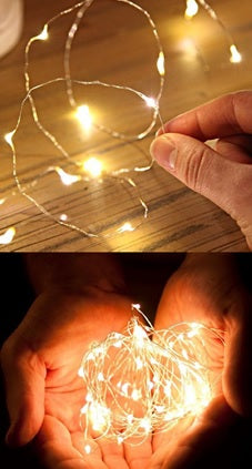 Flaschenverschluss mit 10 LED Micro 
Lichterkette L: 50cm