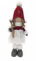 Deko Figur Mädchen stehend 
mit Ski in der Hand H49cm